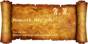 Nemcsik Máté névjegykártya